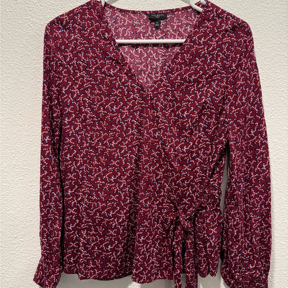 Talbots Women's Burgundy Wrap Top SP